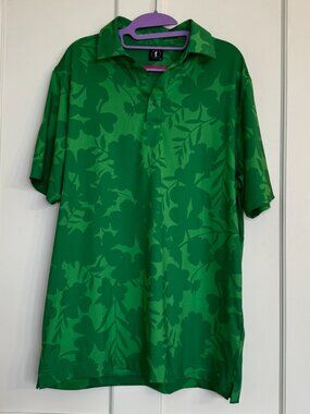 U Suck At Golf Mens Polo Shirt Green Irish Camo Shamrock Size Large